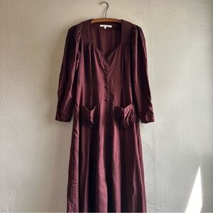 Kara Thoms  burgundy vintage button up dress